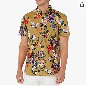 Size Small - Goodthreads Men's Slim-Fit Short-Sleeve Printed Poplin Shirt